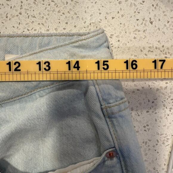 Zara Light Wash Wide Leg Jeans Size 8 Raw Hem 100% Cotton High Rise 30x30 - Picture 10 of 10